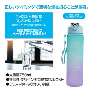 ストロー付きタイムマーカーボトル グリーン×パープル